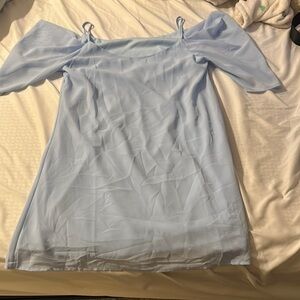 Elegant Light Blue Off-Shoulder Dress